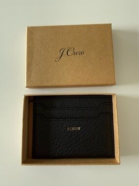J. Crew Black Leather Double-Sided Card Holder